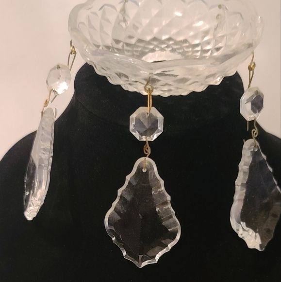 Crystal Chandelier Bobeches 4 units with 5 drop crystals each - Picture 3 of 4